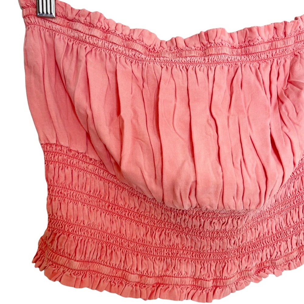 ANTHROPOLOGIE Pilcro Ruffled Ruched Slinky Tube Top in Coral - Picture 6 of 11